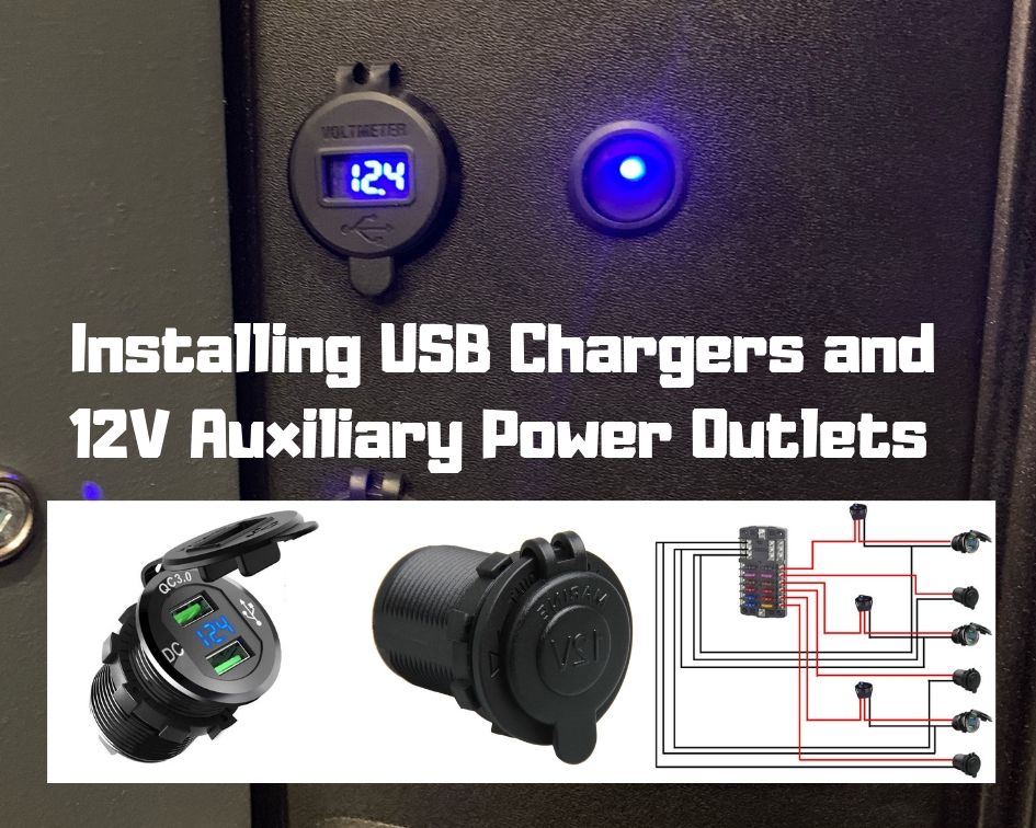 RV Dual 12 Volt USB Charger Socket Black Recessed Mount